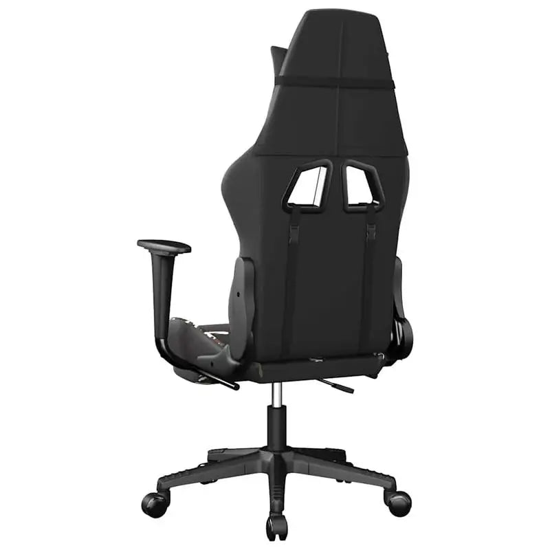 Gaming Chair Massage Footrest Black & Camouflage 67X64X116-127 cm in Imitation Leather, 360° Adjustable Reclining Seat Load Capacity 110 kg