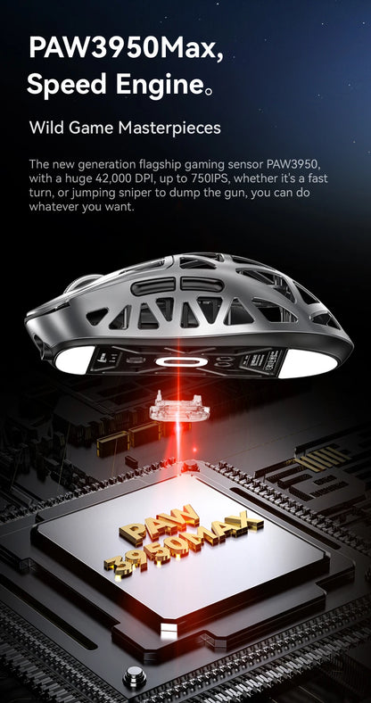 Attack Shark R2 bežični gaming miš PAW3950 8K od magnezijeve legure, lagani gaming miš s Bluetooth tri-mode povezivanjem za gaming/ured