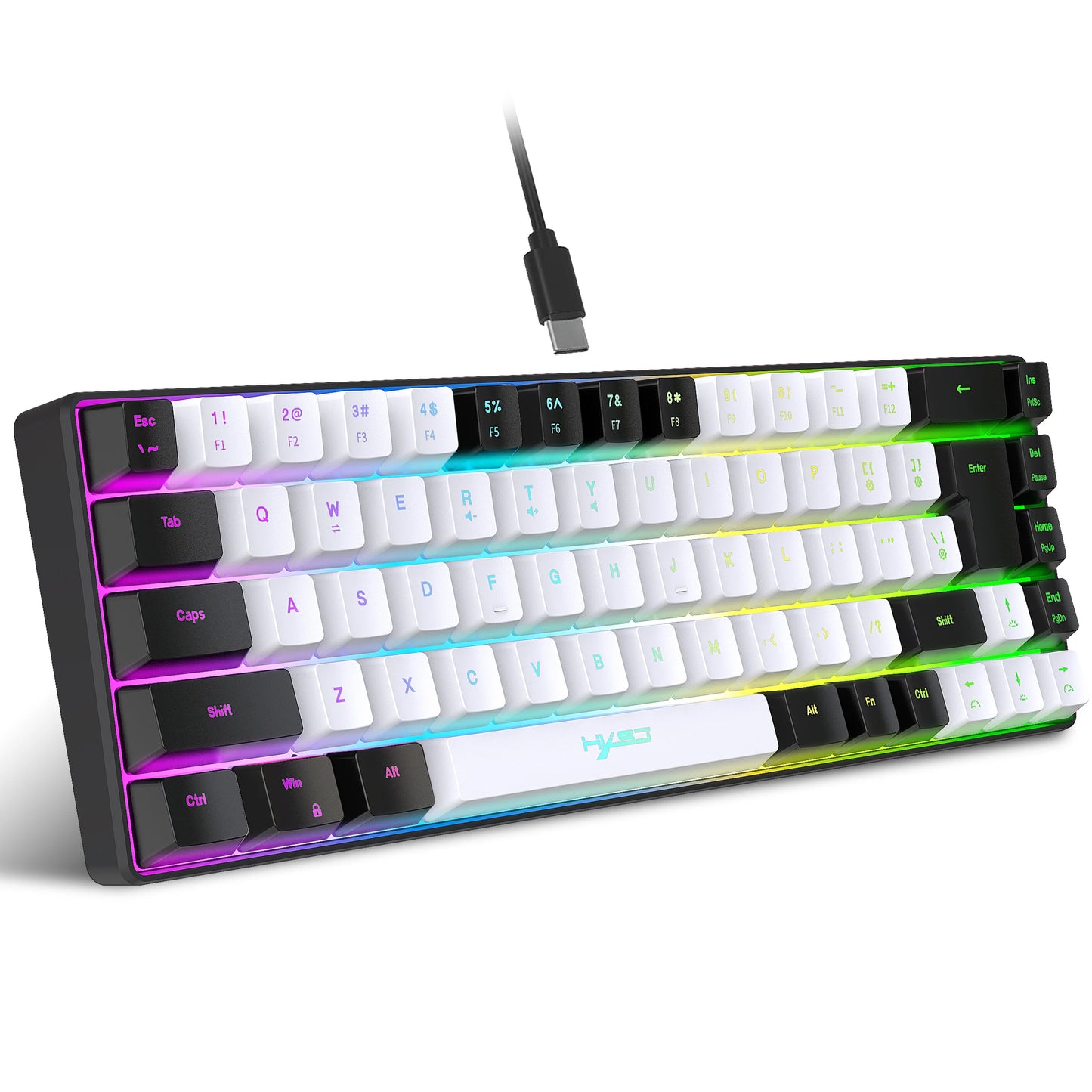 68 Keys Gaming Keyboard USB Wired RGB Gaming Keyboard with 20 Backlight Modes, Compact Mini Gaming Keyboard for Windows PC Laptop Desktop