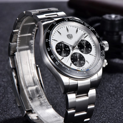 Herreur Rolls Timi Panda – Kvarts-kronograf, luksusmodel, safirglas med antirefleksbehandling, vandtæt, sporty stil