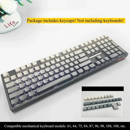 New 133 Keys Gradient Green Shine Through Keycaps Side Printed PBT Keycap Cherry Profile Double Shot for Mechanical Keyboards