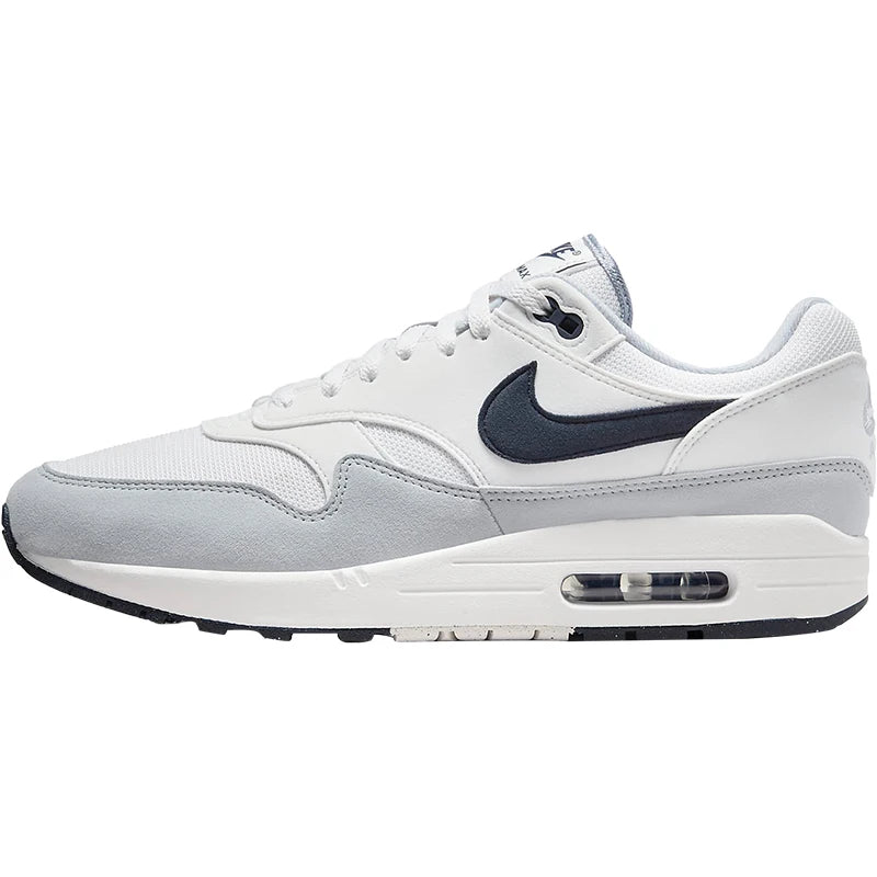Nike Air Max 1 genuíno para homem, sapatilha desportiva retro de cano baixo com amortecimento Air FD9082-002