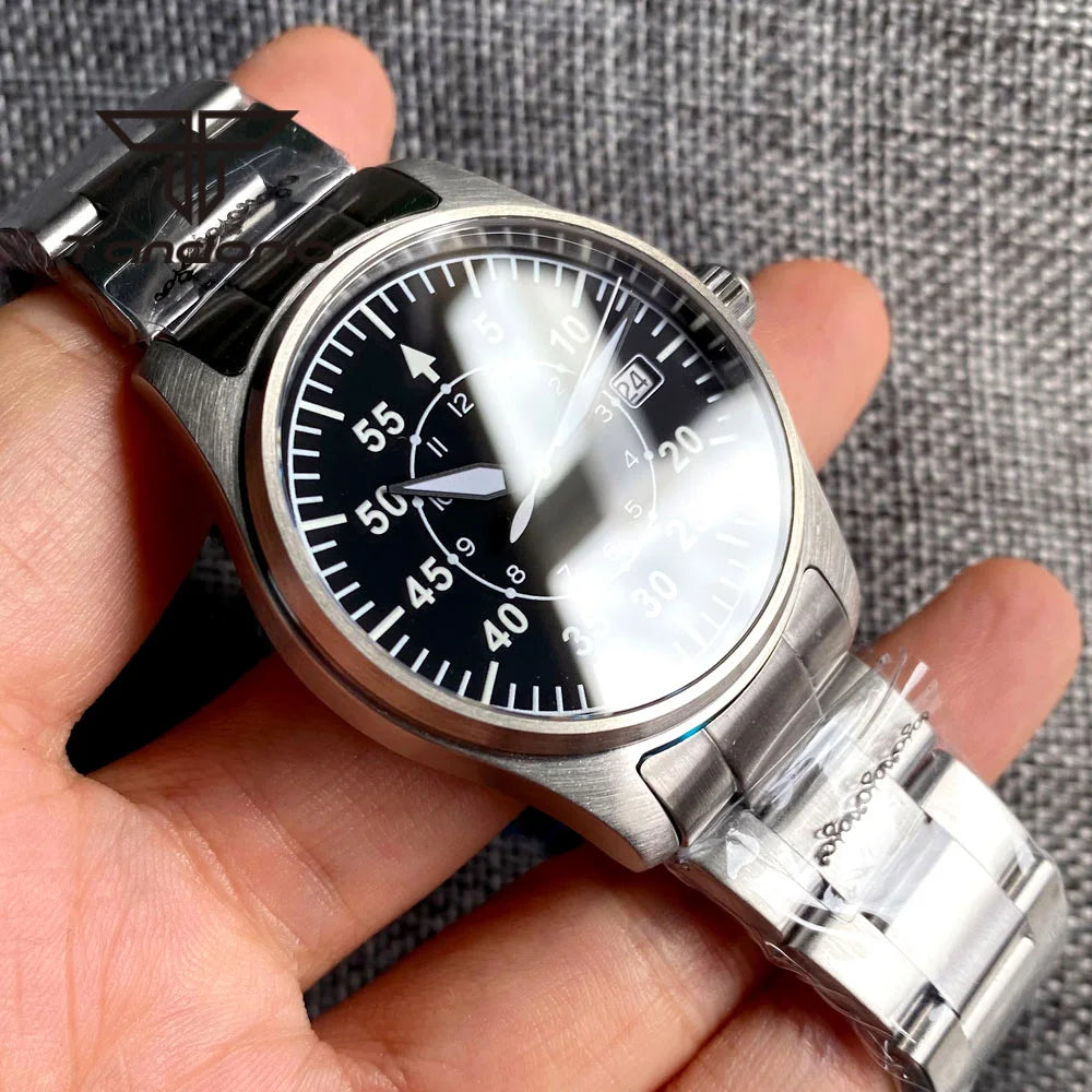 Tandorio 39 mm – męski zegarek automatyczny typu pilot nurkowy, mechanizm NH35/PT5000/Miyota8215, szafirowe szkło AR, wodoodporność 20 barów, świecące wskaźniki