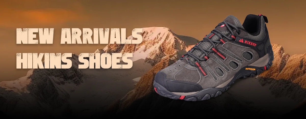HIKEUP Hiking Shoes Men's Winter Climbing Trekking Sneakers for Men Leather Breathable Outdoor Anti-Skid Sports Work Shoes