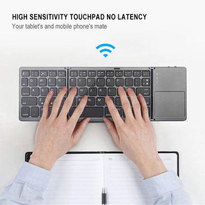2026 Folding Bluetooth Keyboard Wireless Klavye English Russian with Type-C Charge Port for IOS/Android/Windows ipad Tablet