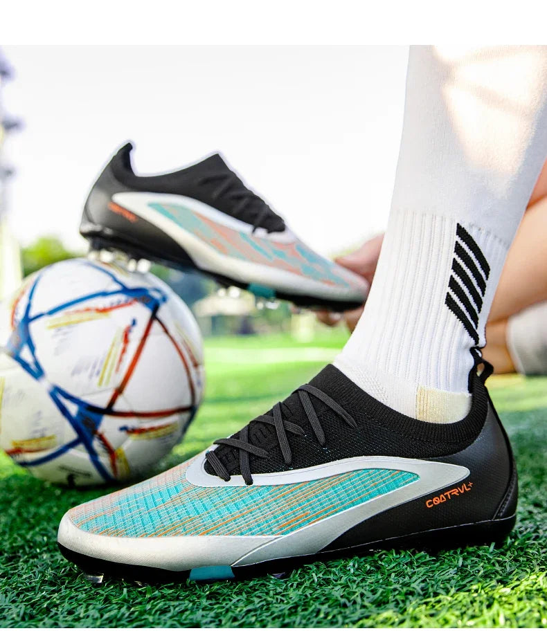 Neue Herren-Fußballschuhe für draußen, atmungsaktive Fußballschuhe für Erwachsene mit rutschfester Sohle, lange Stollen, Sportschuhe für Training, Jungen und Spiel, komfortabel