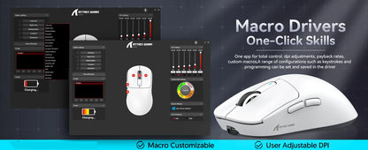 ATTACK SHARK X3 Wireless Gaming Mouse, 49g Ergonomic PC Mouse, Triple Modes PAW3395 26K DPI Optical Sensor, Programmable Buttons