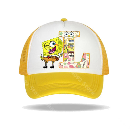 Καπέλο μπέιζμπολ SpongeBob SquarePants για παιδιά και ενήλικες με τυπωμένα γράμματα, καπέλα ηλίου, anime, καρτούν, ρυθμιζόμενα καπέλα με γείσο, καλοκαιρινό καπέλο για καθημερινή χρήση, νέο