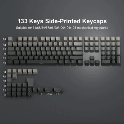 New Keycaps for 60/64/84/98/108 Gaming Mechanical Keyboard MX Switch 135 Keys OEM PBT Side Engraved Red and Black Gradient Color