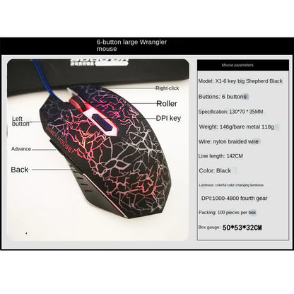 2400 DPI USB Wired Gaming Mouse LED Backlit Professional Gamer Mice Ergonomic Computer Mouse for PC Laptop Macbook