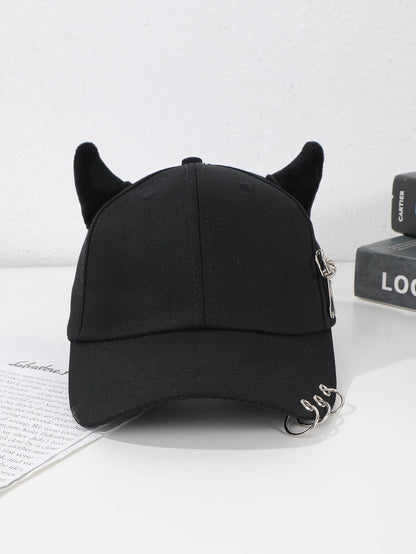 Fashion personality metal hoop brooch decorated hip hop wind horn baseball cap outdoor casual fun hat
