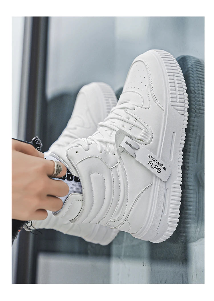 Moderna, avslappnade sneakers, höga skateboardskor, studentkängor för män och kvinnor, trendiga, slitstarka, tvåfärgade, för par