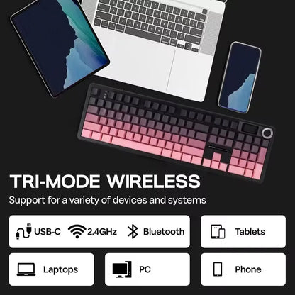 AULA F108 PRO Esports Gaming Mechanical Keyboard Three Mode Custom Multi-Knob RGB Backlight Keyboard with TFT Smart Display