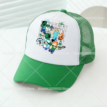 Minecrafted Mesh Baseball Caps Cartoon Figures Adult Children Sports Hats Boys Girls Summer Outdoor Sunshade Peaked Caps Gift