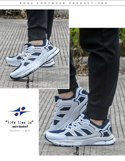 BONA 2023 New Designers Jogging Shoes Men Running Shoes Breathable Brand Sneakers Man Sports Training Walking Shoes Breathable m