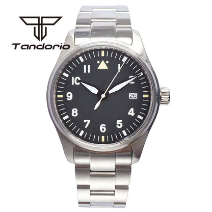 Tandorio 39 mm – męski zegarek automatyczny typu pilot nurkowy, mechanizm NH35/PT5000/Miyota8215, szafirowe szkło AR, wodoodporność 20 barów, świecące wskaźniki
