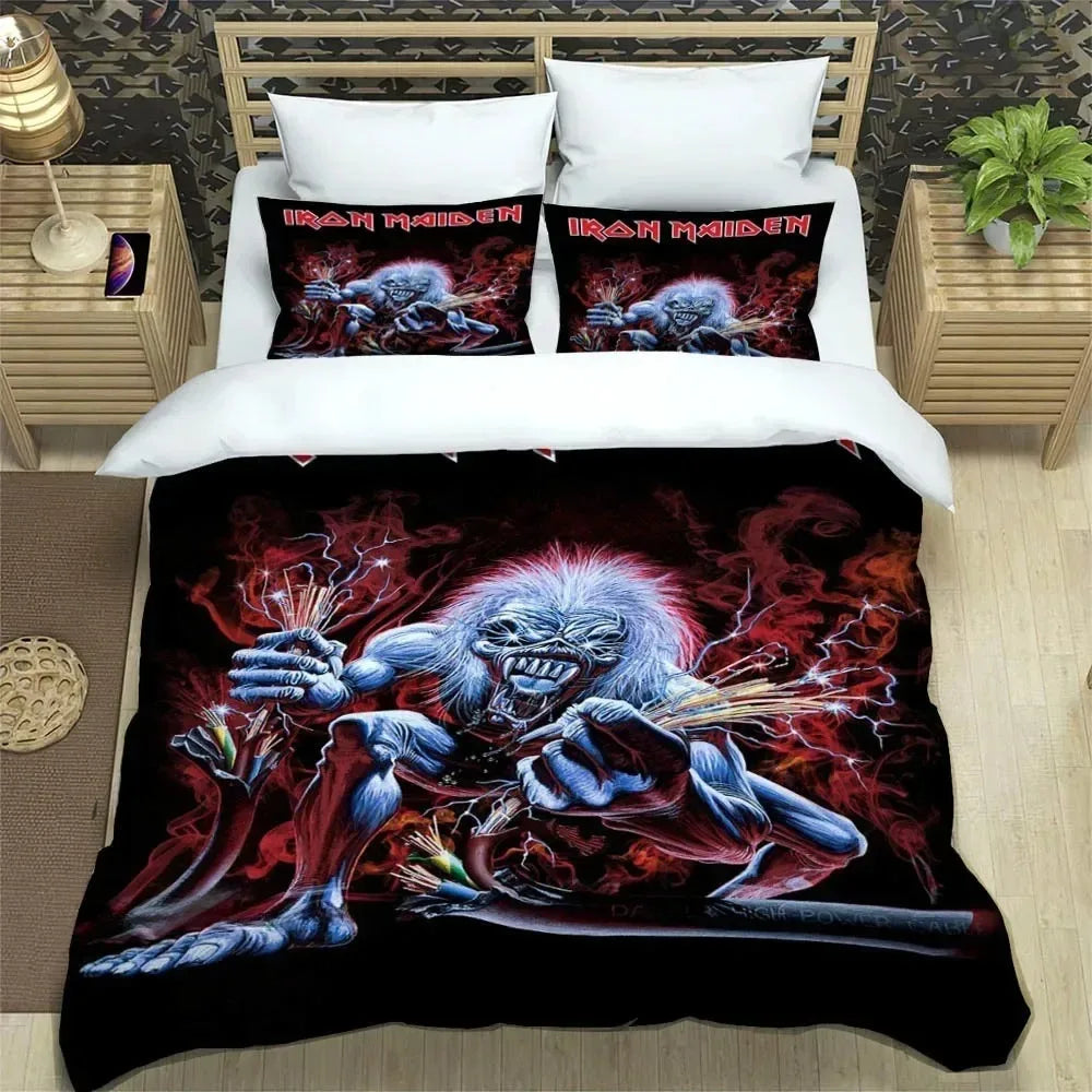 3D Rockband I-Iron-M-Maiden Bettwäsche-Sets – exquisites Bettwäscheset, Bettbezug, Bettwäscheset, luxuriöses Geburtstagsgeschenk