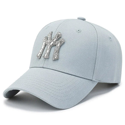 MY Rhinestone-kasket til kvinder – forår og efterår – streetwear, casual, udendørs, Duck Tongue-kasket, mode, alsidig baseballkasket, solskærm