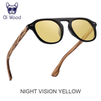 Oi Wood Brand Classic Sunglasses For Mem Women Polarized UV400 Protection Eyewear Wooden Black Glasses Zebra Wood