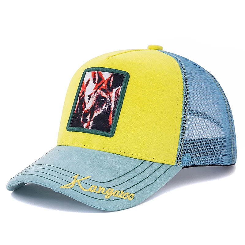 Czapka typu trucker unisex z naszywką w wzór Grizzlies, zamszowa czapka przeciwsłoneczna, letnia czapka baseballowa z motywem zwierzęcym dla mężczyzn i kobiet