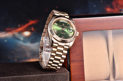 PAGANI DESIGN Luxe herenhorloge met saffierglas, lichtgevende wijzers, roestvrij staal, week- en datumweergave, mechanisch, waterdicht, ST16 herenhorloge