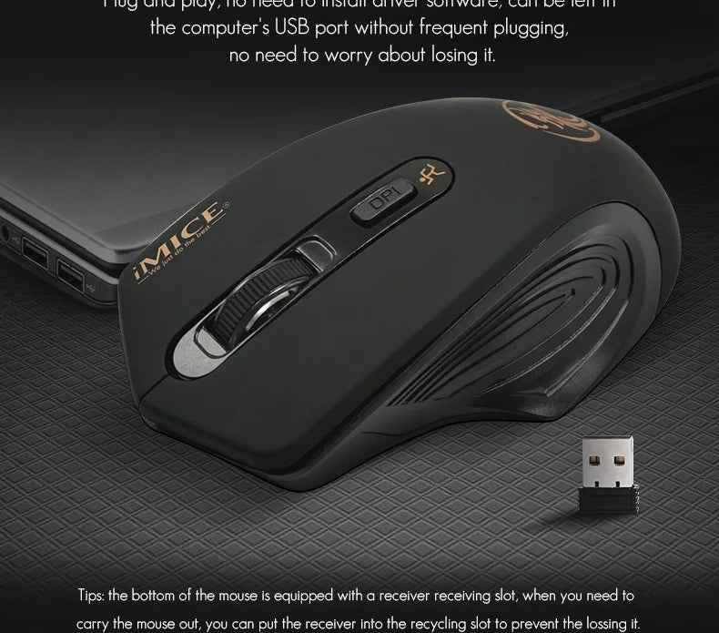 Silent 2.4G USB Wireless Mouse Battery Style Optical Tracking Computer Mice Receiver Soundless Mice For Office Laptop iPad Mac