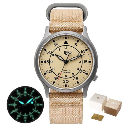 BERNY Titanium herenhorloge met kwartsmechanisme, AR-coating, saffierglas, modieus polshorloge, lichtgevend, VH31, ultradun polshorloge, waterdicht tot 5 ATM
