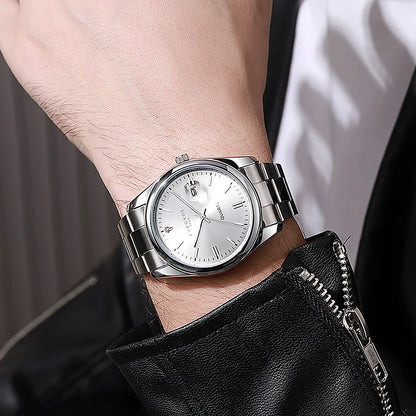 Montre-bracelet pour homme CHRONOS – Marque de luxe, étanche, lumineuse, avec affichage de la date, en acier inoxydable, à mouvement à quartz.