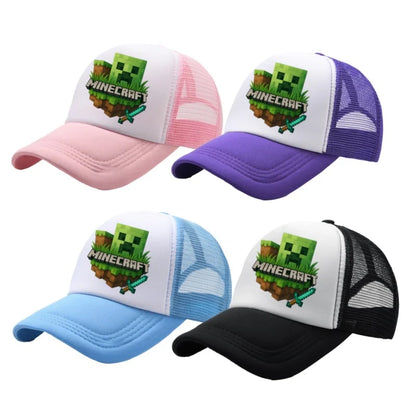 Minecraft Baseball Caps MC Pixel Game Character Print Peaked Adjustable Cartoon Sun Hat Summer Outdoor Mesh Casual Caps Gifts