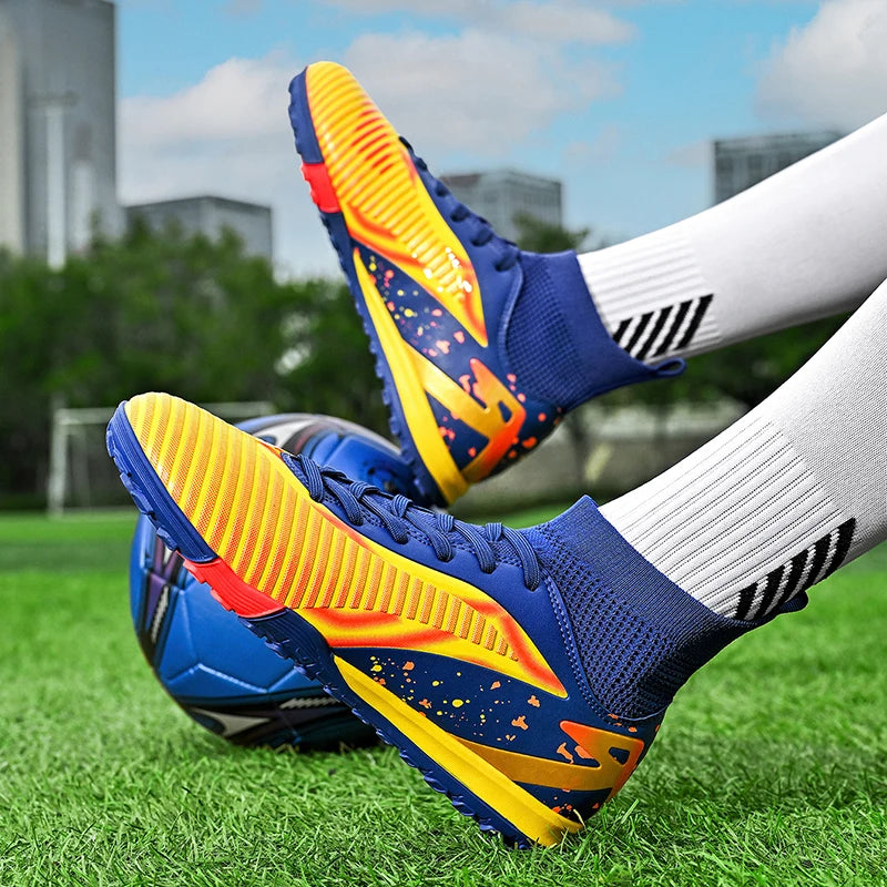 Nouvelles chaussures de football pour hommes, chaussures de sport, chaussures de futsal à cheville haute, chaussures de football de haute qualité, antidérapantes pour intérieur et extérieur, ultralégères, antidérapant