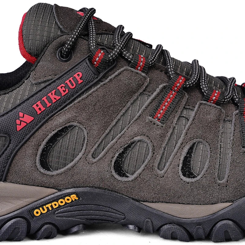 HIKEUP Hiking Shoes Men's Winter Climbing Trekking Sneakers for Men Leather Breathable Outdoor Anti-Skid Sports Work Shoes