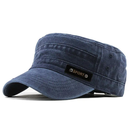 Casual Washed Cotton Flat Top Hat Adjustable Fisher Caps Men Women Cadet Military Cap Unique Design Vintage Cap Four Season ﻿