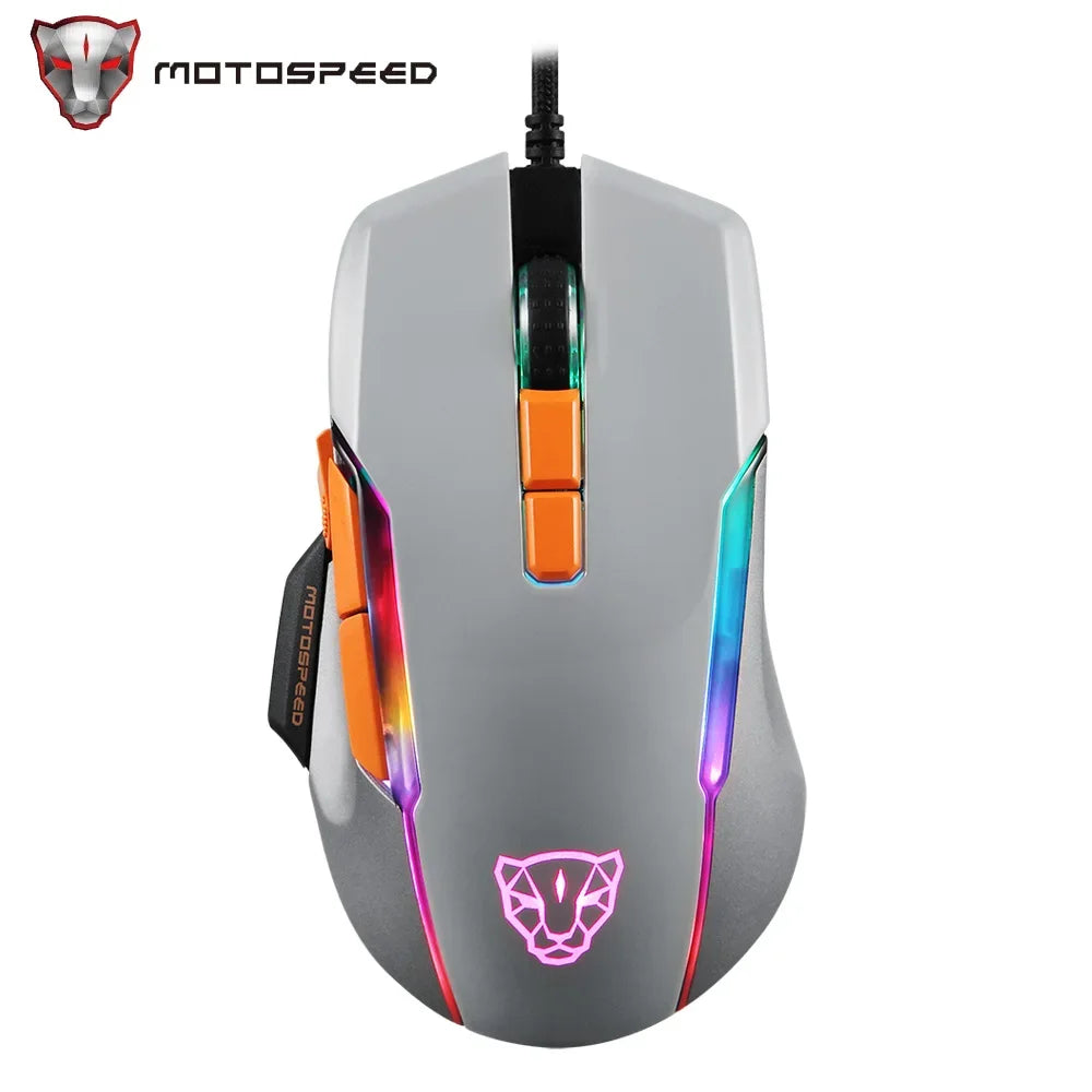 MOTOSPEED V90 Wired Gaming Mouse RGB, 5000 DPI Programmable Gaming Mouse with 9 Buttons, PMW3325 Optical Sensor, USB Wired Gaming Mouse for PC & Laptop