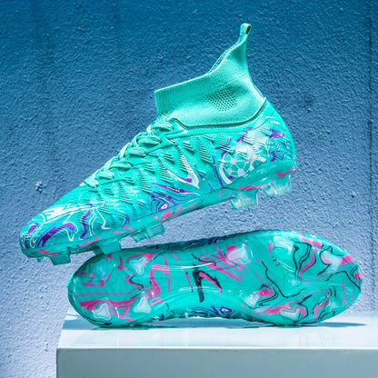 Chaussures de Football pour hommes et femmes, chaussures d'extérieur AG/FG, bottes de Football respirantes, ultralégères, antidérapantes, chaussures d'entraînement de Futsal