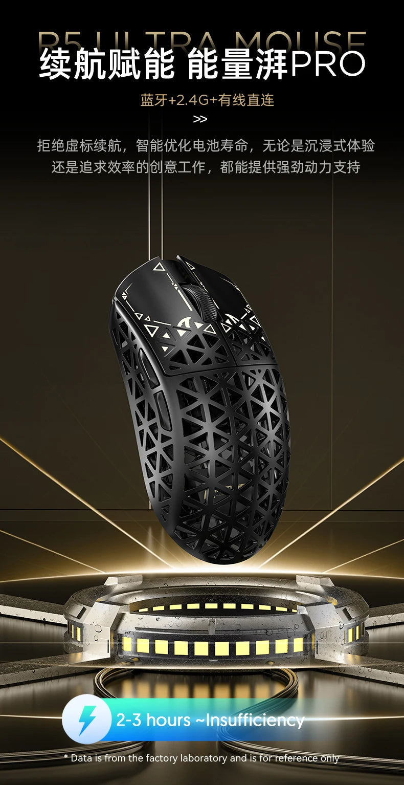 ATTACK SHARK R5 Tri-mode Ultra Wireless Gaming Mouse Carbon Fiber 8K, PAW3950MAX, 8000Hz Wireless Polling Rate, DPI up to 42000
