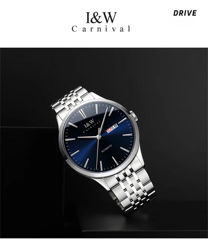 Carnival High-end Series I&W Brand Automatické mechanické hodinky Pánske vodotesné hodinky Oceľ 316L Safír Pánske hodinky na biznis