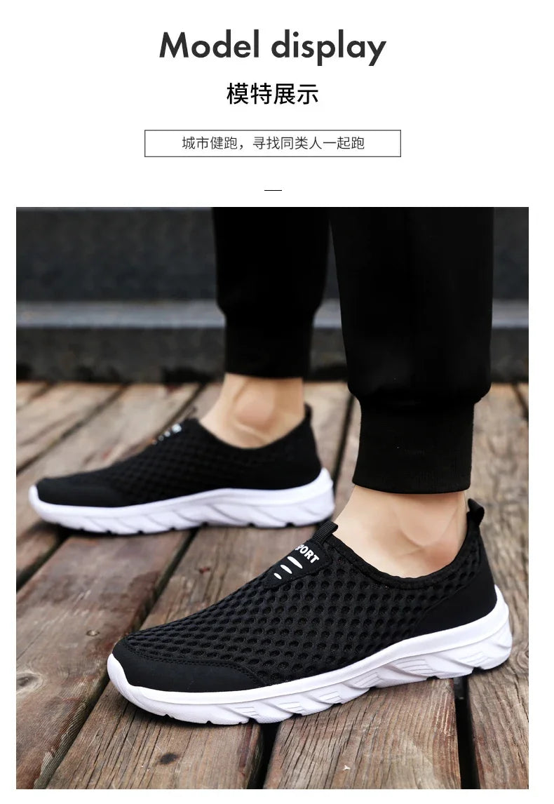 YRZL Lightweight Men's Casual Shoes, Breathable Slip-On Male Casual Sneakers, Anti-Slip Men's Flats, Outdoor Walking Shoes Size 39-46