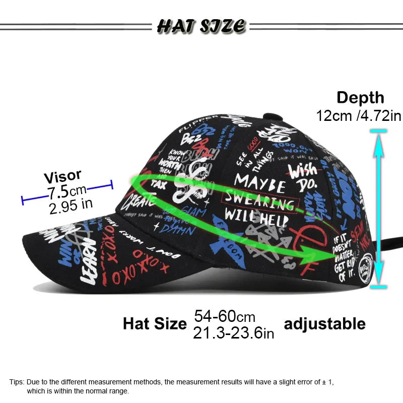 Trendy Unisex Graffiti Print Baseball Cap - Colorful Painted Visor Fashion Hat
