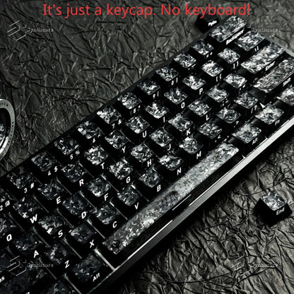 Black Carbon Fiber Translucent Cherry Keycap Kit PC 110 Key Suitable for 61/75/87/104/108 Magnetic Axis Keyboard Wooting