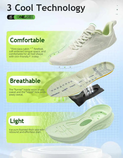Onemix New Original Men Running Sports Shoes Shock Absorption Soft Lightweight Breathable Mesh Non-slip Cushioning Sneakers