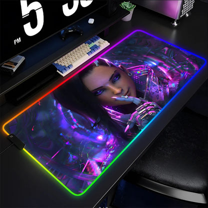Mouse Pad Gamer Keyboard Pad Overwatch Sombra Desk Mouse Mat LED Carpet Rubber Gaming RGB Notebook Kawaii Mousepad