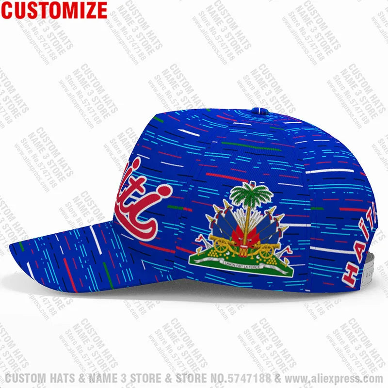 Haiti Free Custom College Name Number Team Logo Hat Hti Country Travel French Nation Haitian Republic Flag Baseball Cap