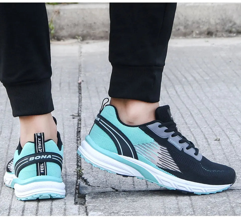 BONA New Popular Style Men Running Mesh Weaving Upper Sport Shoes ventilate Jogging Walking Sneakers Lace Up