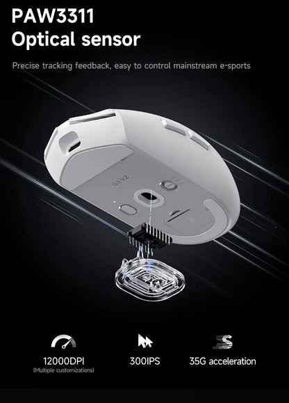 Безжична е-спорт мишка MCHOSE G3 V2 Pro, лека, с три режима, Bluetooth, PAW3395, висока производителност, 800mAh, за игри и офис, 59g