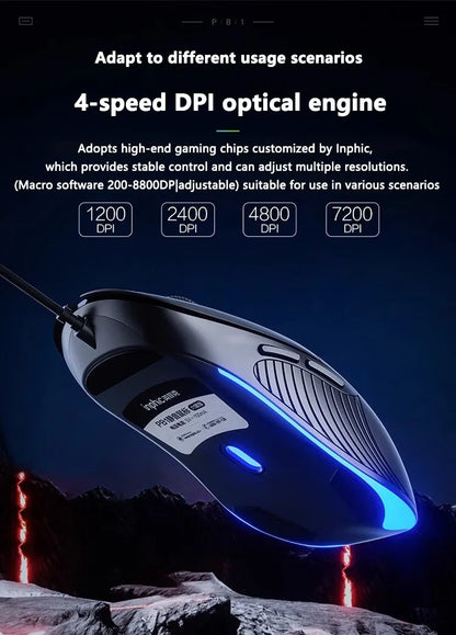 INPHIC B2 USB Wired Mouse, Silent Office Gaming Mouse for PC and Laptops