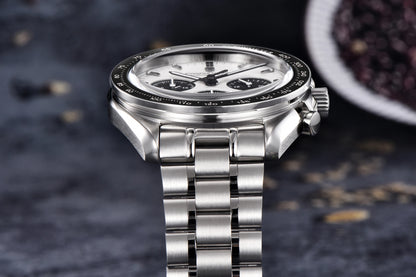 Montre pour homme PAGANI DESIGN « New Moon » – Montre à quartz de luxe, chronographe, verre saphir avec traitement antireflet, lunette en céramique, aiguilles luminescentes