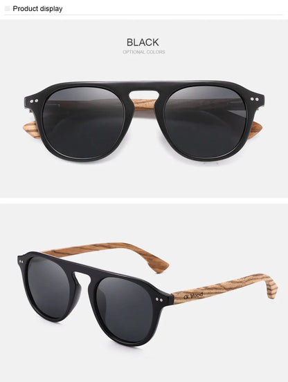 Oi Wood Brand Classic Sunglasses For Mem Women Polarized UV400 Protection Eyewear Wooden Black Glasses Zebra Wood