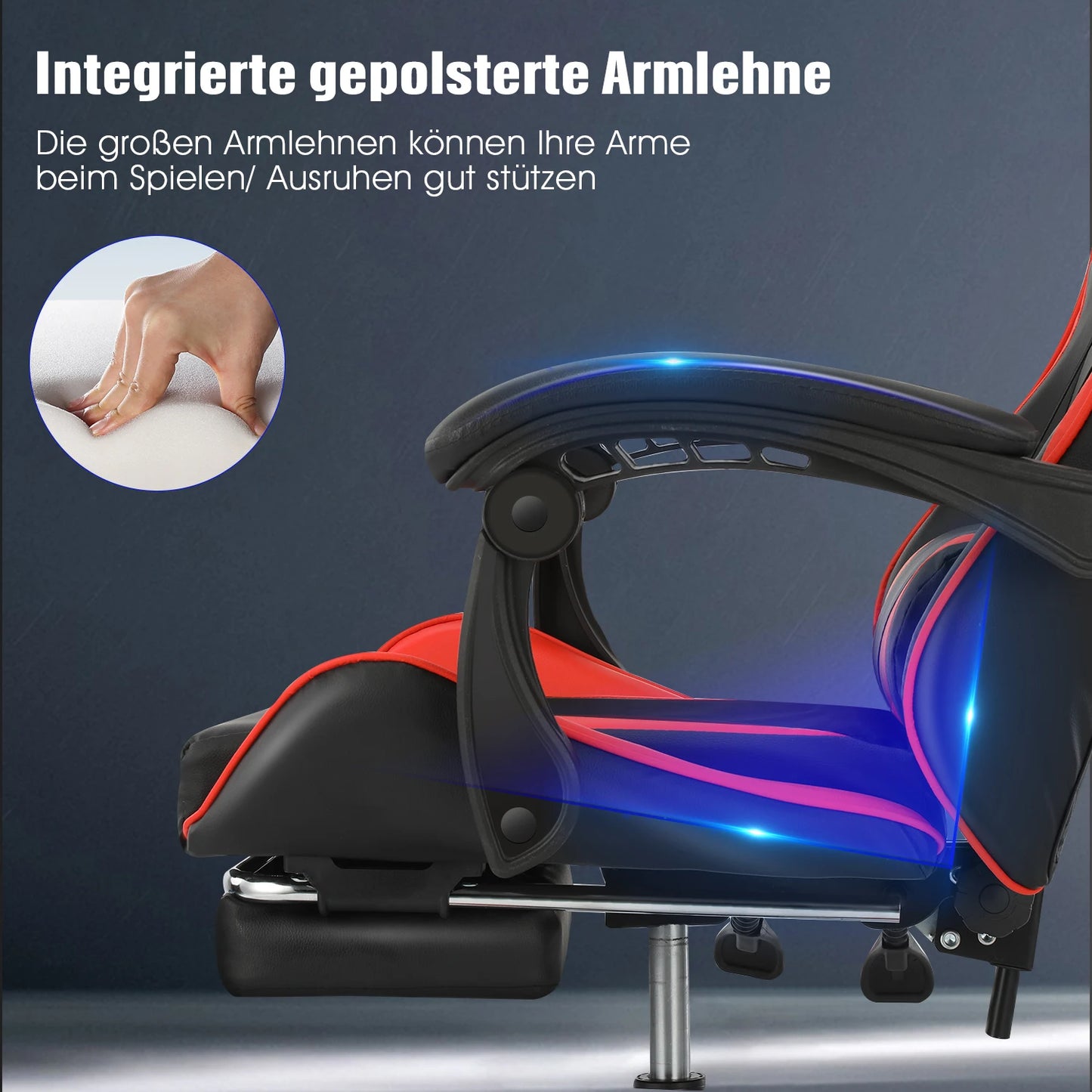 Ergonomic Gaming Chair Racing Chef Armchair Height Adjustable Office Chair Computer Chair with Armrests Headrests Up to 150KG