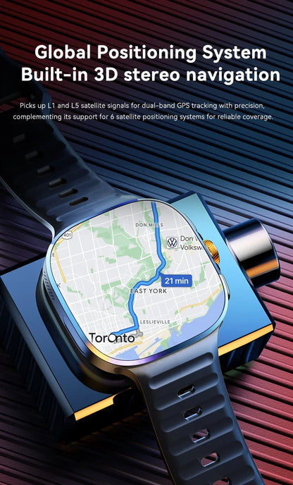 Original M99 Smartwatch 2.4 inch Amoled Screen insert 4G/5G Sim Card GPS WIFI 190° Rotating Camera Game Android 10.0 Smart Watch