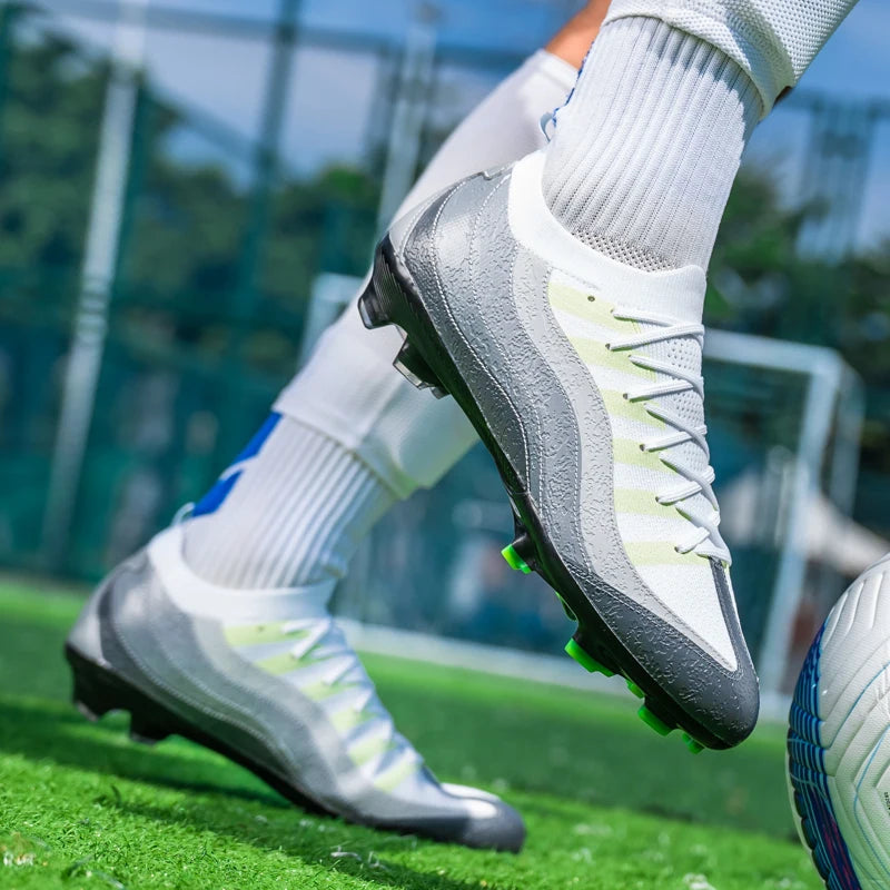 Chaussures de Football de sport pour hommes Fg/Ag, ongles longs, prairie artificielle pour adultes, chaussures spécifiques à l'entraînement durables, chaussures hautes antidérapantes
